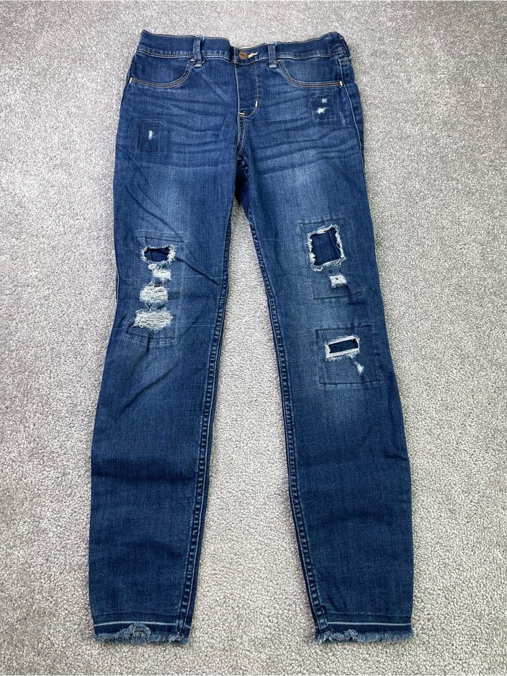 Abercrombie Kids Pull-On Jean Legging Distressed Patch Jeans Girls 13/14